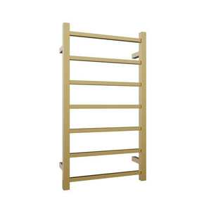 Towel Rails Ladders: Newtech Quadro 7 Bar Heated Towel Ladder 800mm | Brushed Brass