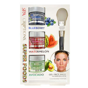 Skincare: Spascriptions: Face Mask x3 Set Superfoods (Blueberry/Watermelon/Avocado) with applicator