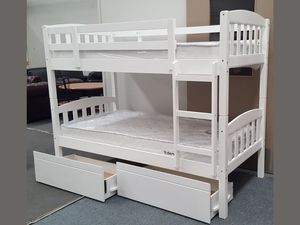 Products: Maryl King Single Bunk Bed with drawers White – The Bedroom
