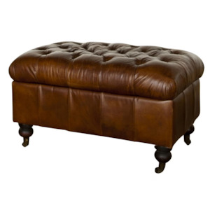 Bench Seats Ottomans Pouffes: HAMPTON BUTTON TOP OTTOMAN | VINTAGE CIGAR