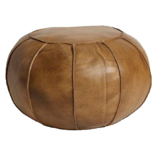 Bench Seats Ottomans Pouffes: REECE LEATHER POUFFE