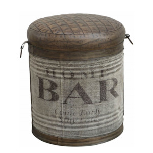 Bench Seats Ottomans Pouffes: TRIBAL TUBE LEATHER & CANVAS OTTOMAN