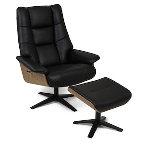 HAMPTON LEATHER RECLINER & FOOTSTOOL