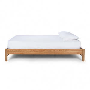 Mattress Bases: MEIKO SOLID OAK SLAT BED | QUEEN