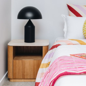 STASH 1 DRAWER BEDSIDE | TRAVERTINE TOP