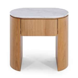 CLOVER OAK BEDSIDE CABINET | MARBLE TOP