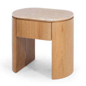 CLOVER OAK BEDSIDE CABINET | TRAVERTINE TOP