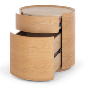 MUSE 2 DRAWER BEDSIDE CABINET | TRAVERTINE TOP