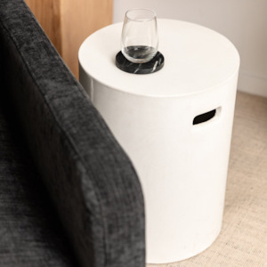 CONCRETE PIPE SIDE TABLE or STOOL | WHITE
