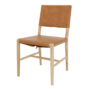 Dining: BRODIE LEATHER DINING CHAIR WITH TIES | TAN