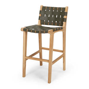 INDO WOVEN HIGH-BACK BARSTOOL | OLIVE