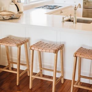 Arriving This Month: INDO PLUSH LEATHER WOVEN BARSTOOL