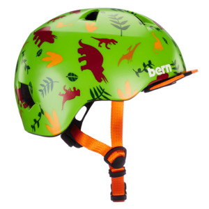 Bern Tigre Satin Green Dino w/ Visor – XXS
