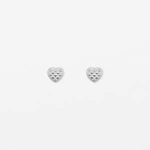 Quilted Heart Stud | Silver