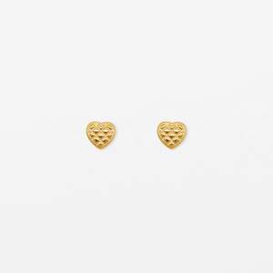 Quilted Heart Stud | Gold