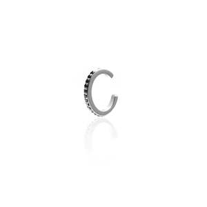 Hoop Earrings: Soiree Ear Cuff | Silver & Black CZ