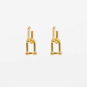 Large Drop Earrings: Double D Link Earrings | Gold