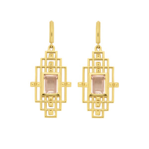 Bliss Earrings | 22k Gold Plate & Rose Quartz