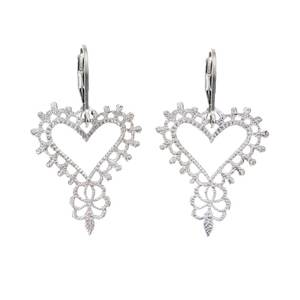 Large Drop Earrings: Gypsy Heart Earrings | Silver