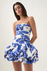Violette Bubble Hem Mini Dress in Cobalt