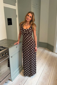 Luna Dress in Brown Polka Dot