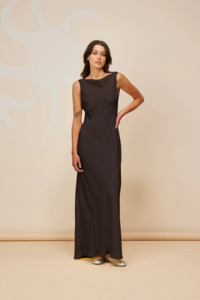 Midi: Firebird Cowl Gown in Chocolate