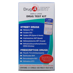 General Health: Drug Alert Simple Urine Drug Test Kit - Street & Prescription Drugs (5's)