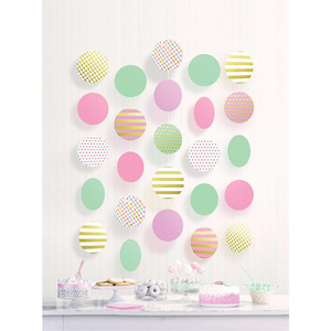 Under 10: Pastel Hanging Circle Decorations Paper & Hot Stamped - 5pk