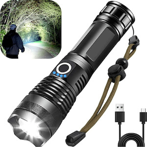 Sports Health Nutrition: High Lumen LED Rechargeable Super Bright Torch Flashlight - 18cm