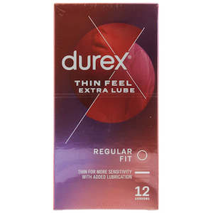 Durex: durex Thin Feel Extra Lube Condoms 12's - Regular Fit