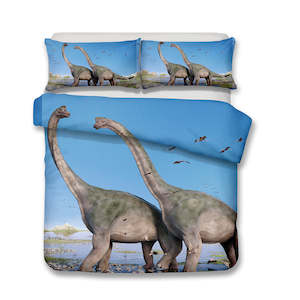 Nursery: Kids Bedding 3pc Cover Set - 3D Brontosaurus