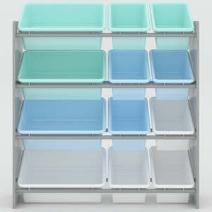 Kids Toy Storage with 12 Plastic Bins