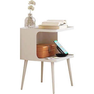 Metal Bedside Table - White