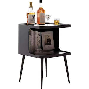 Food And Bulky Items: Metal Bedside Table - Black