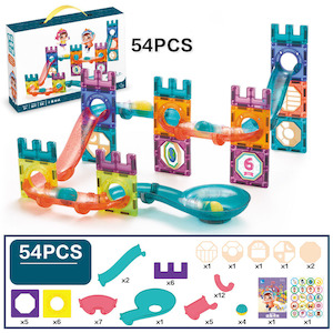 54 pcs. Magnetic Tiles Marble Run STEM Building Toys