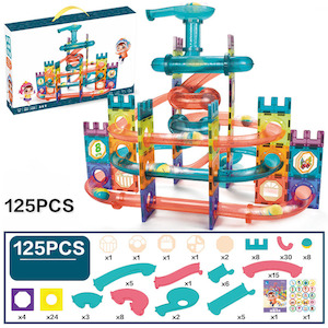 Educational Steam Nz: 125 pcs. Magnetic Tiles Marble Run STEM Building Toys