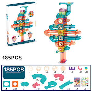 185 pcs. Magnetic Tiles Marble Run STEM Building Toys