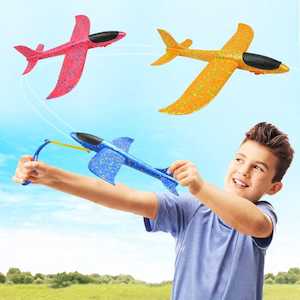 Outdoor Play: 3pk 48cm Throwing Foam Airplanes with Slingshot Launch