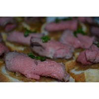 Products: Rare Shaved Sirloin with Caramellised Onion and Bruschetta
