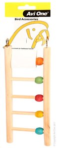 birdtoy: Avi One Bird Toy Wooden Ladder With Five Rungs And Beads