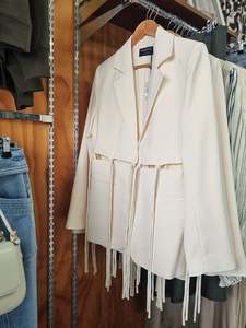 Mink Pink: MINK PINK Maeve Tie Blazer Ecru