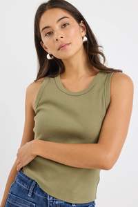 REUNION Cobble Rib Cutaway Tank Khaki