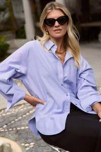Stories Be Told: STORIES BE TOLD Signature Blue Oxford Oversized Shirt