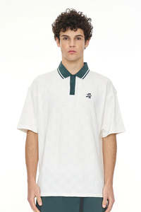 HUFFER GOLF Check Par Polo Shirt Chalk