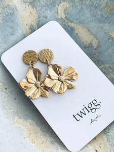 Twigg Jewellery: TWIGG JEWELLERY Chemistry Flower Double Earring Gold