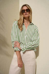 BY ROSA Connection Moss Stripe Drop Shoulder Shirt