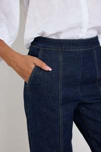 By Rosa: BY ROSA Imperial Indigo Flat Front Wide Leg Jean
