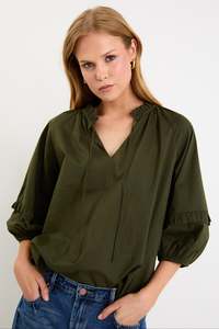 BY ROSA Luminary Voile Top Olive