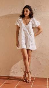 MINK PINK Alessia Smock Mini Dress White