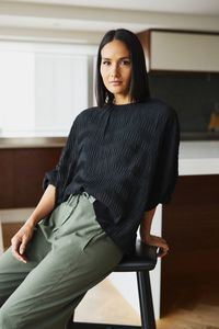 ET ALIA Aura Top Black Noir Pleat